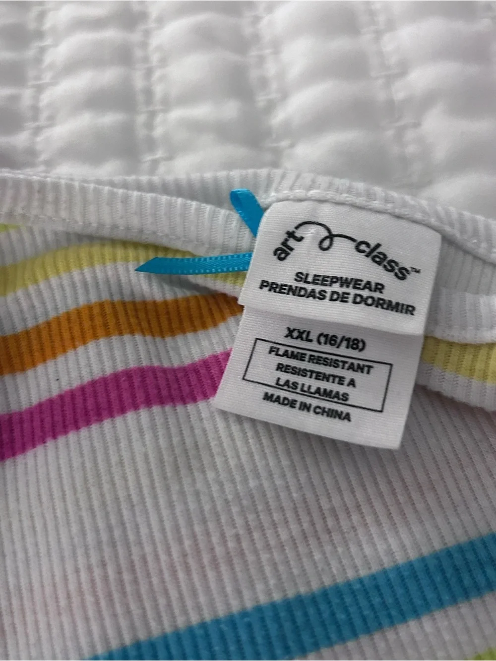 art class White Striped Sleepwear Pajama Set. Size XXL (16/18)